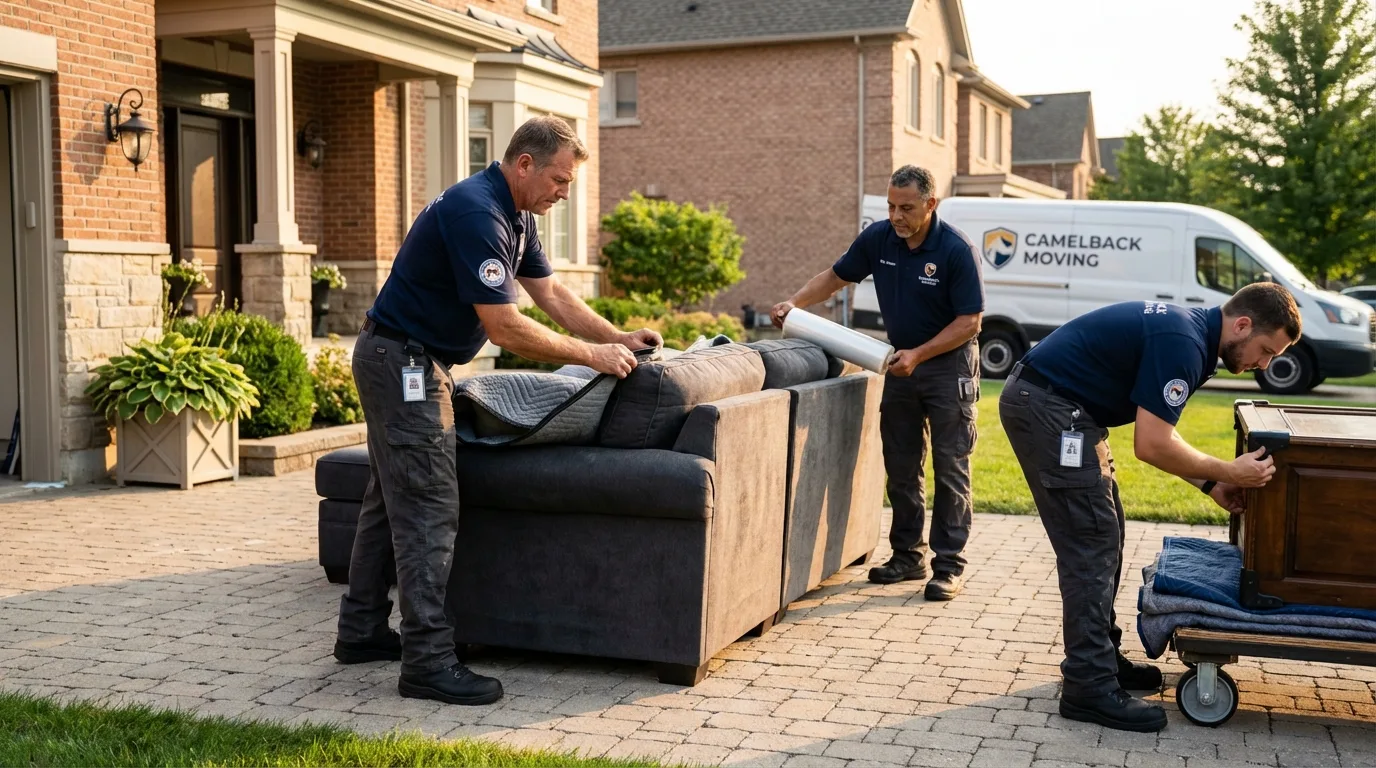 Large estate moving crew wrapping furniture in Woodland, WA