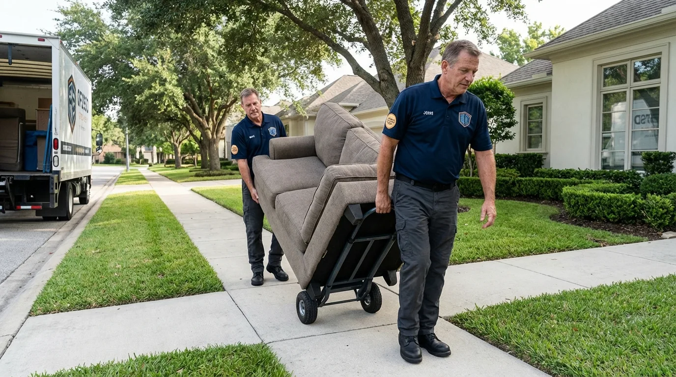 Local residential moving crew loading furniture in Woodland, WA